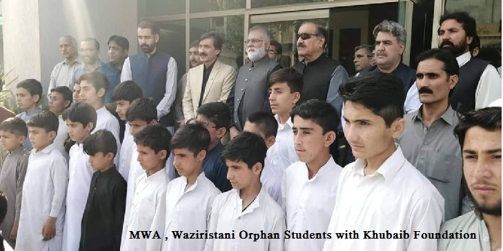 MWA team, waziristani orphan students with Khubaib Foundation 